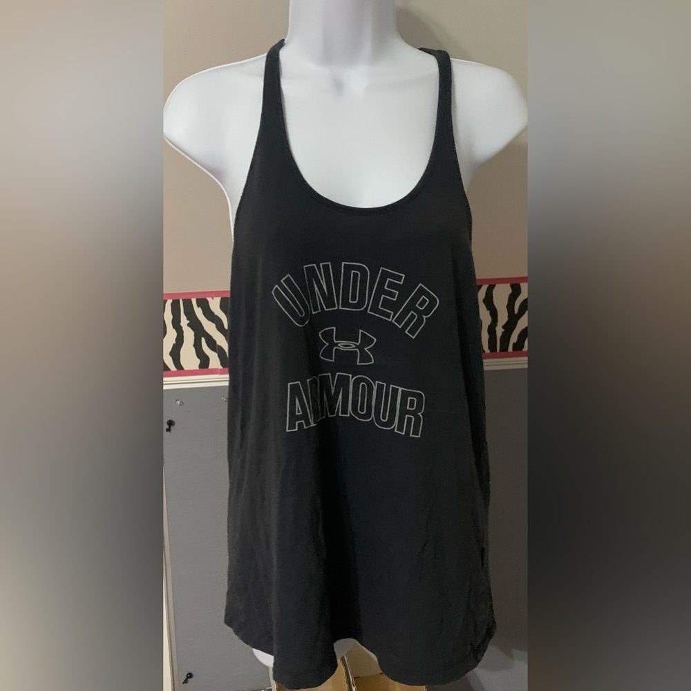Under Armor size Small Gray Racer Back Tank Top for Athleisure Activities